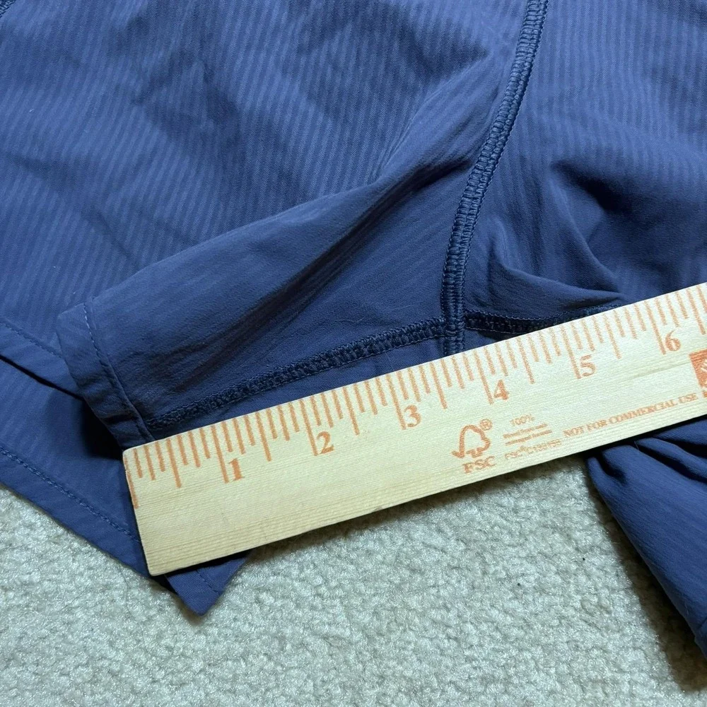 Ivivva Running Shorts Girls‎ 12 Blue Striped Floral Waistband Lined Gym Athletic